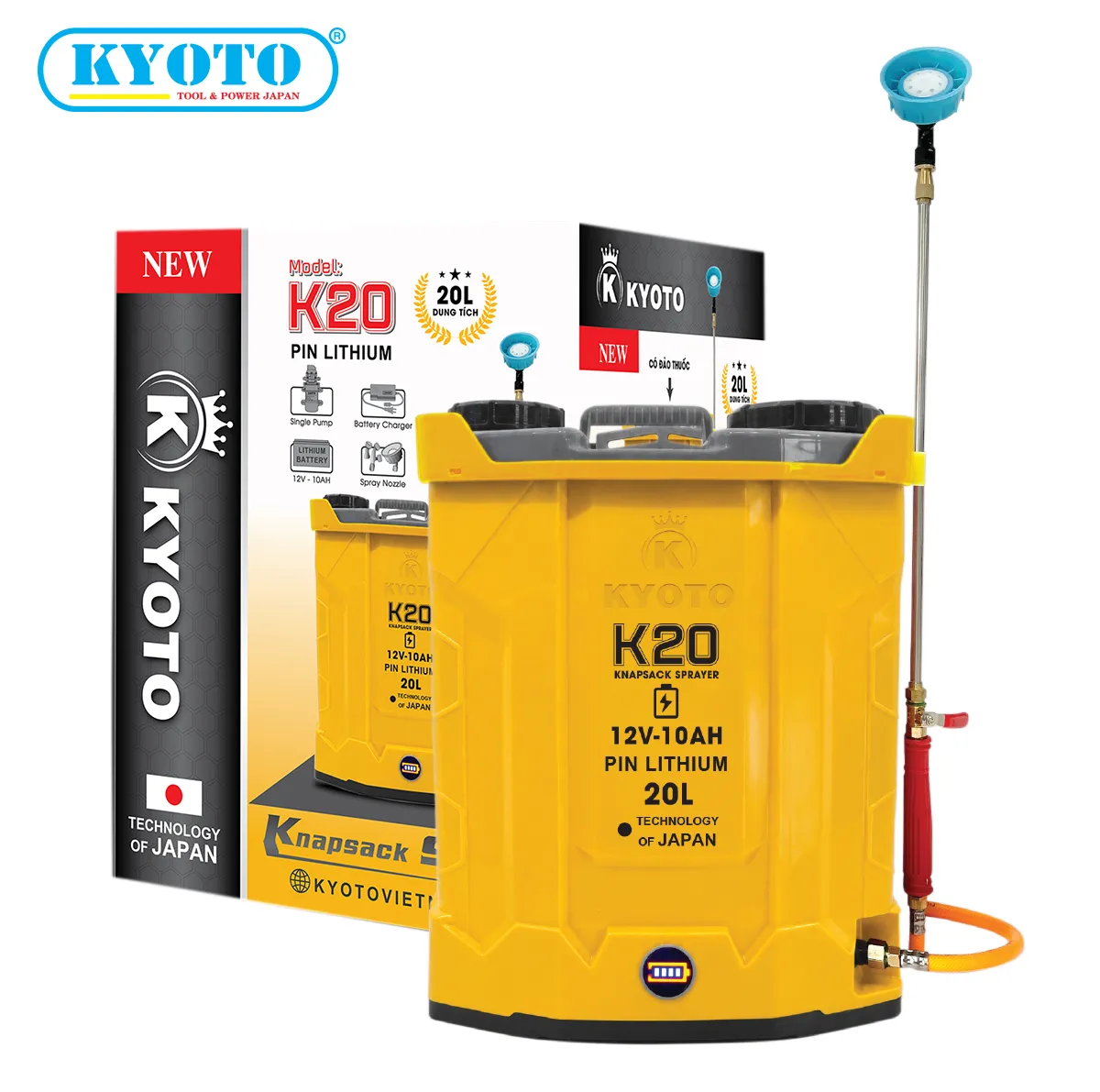 Bình Xịt Điện KYOTO K20 1 Bơm dùng pin litium 20 lít